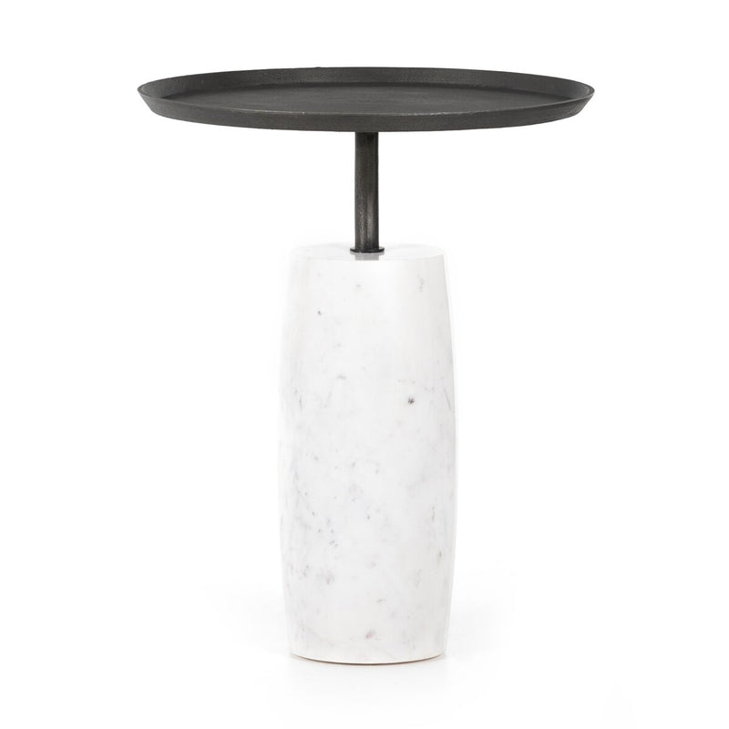 Cronos End Table - Polished White Marble
