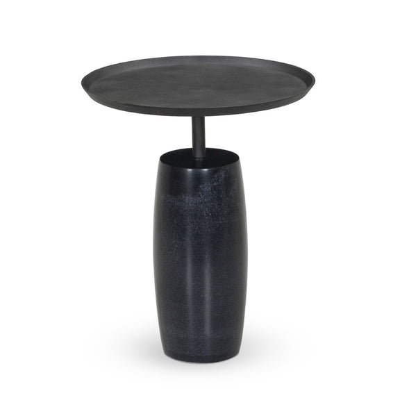 Cronos End Table - Polished Black Marble