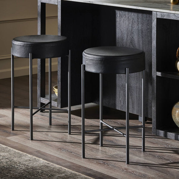 Nocona Bar + Counter Stool - Black Leather