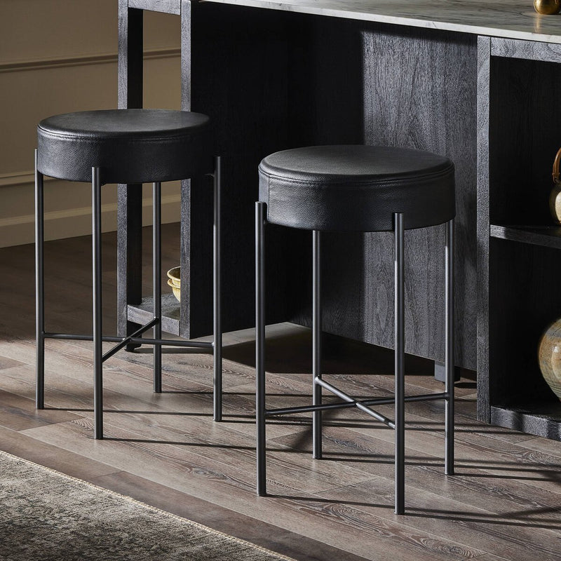 Nocona Bar + Counter Stool - Black Leather