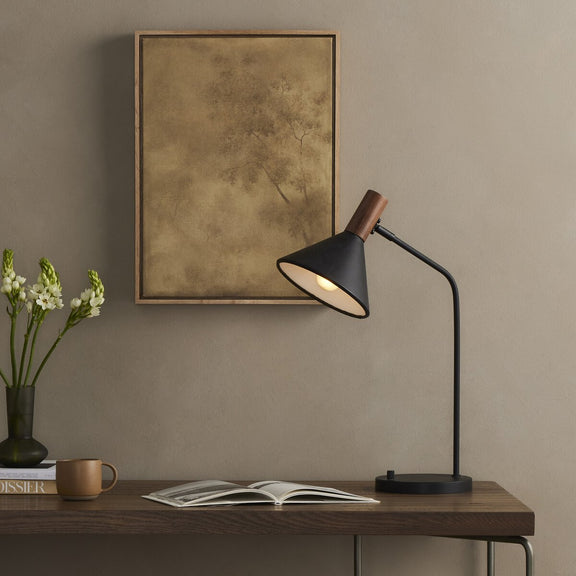 Cullen Task Lamp - Black Leather