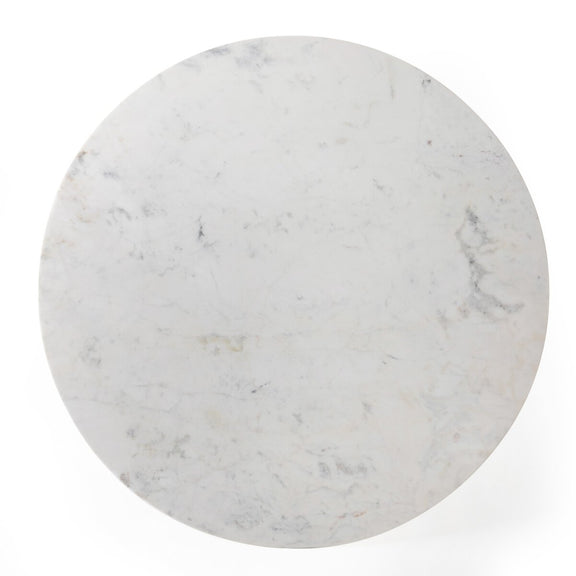 Helen Round Bistro Table - Polished White Marble