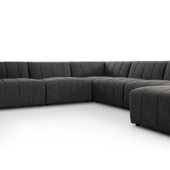 Langham Channeled 6-Piece Chaise Sectional - Saxon Charcoal