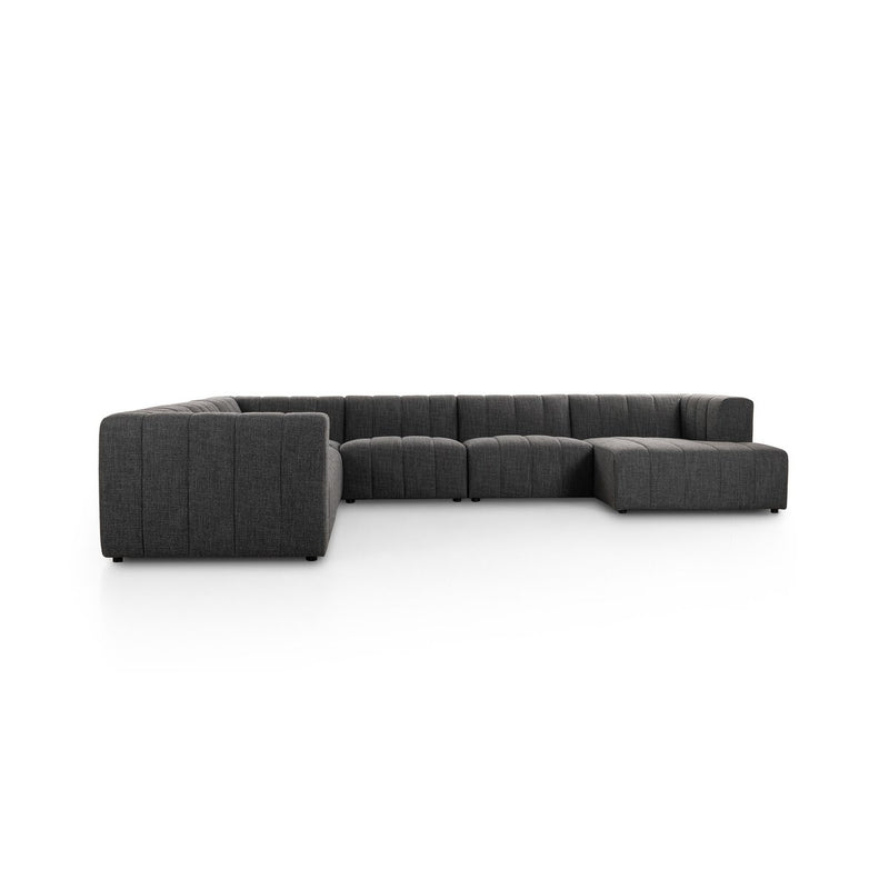 Langham Channeled 6-Piece Chaise Sectional - Saxon Charcoal