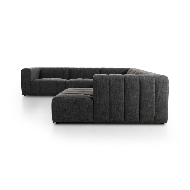 Langham Channeled 6-Piece Chaise Sectional - Saxon Charcoal