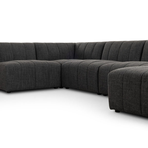 Langham Channeled 5-Piece Sectional - Saxon Charcoal