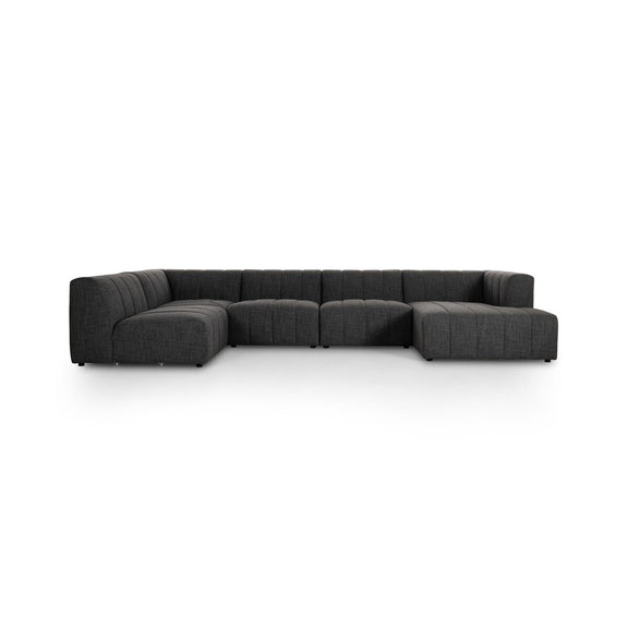 Langham Channeled 5-Piece Sectional - Saxon Charcoal
