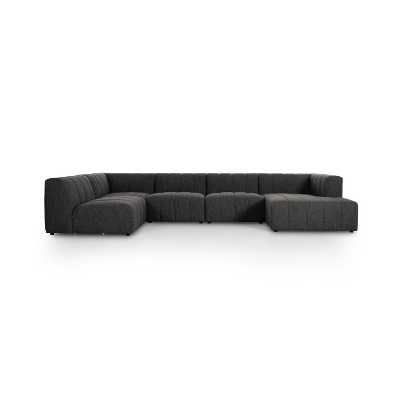 Langham Channeled 5-Piece Sectional - Saxon Charcoal