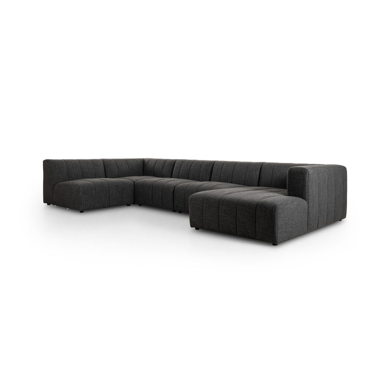 Langham Channeled 5-Piece Sectional - Saxon Charcoal