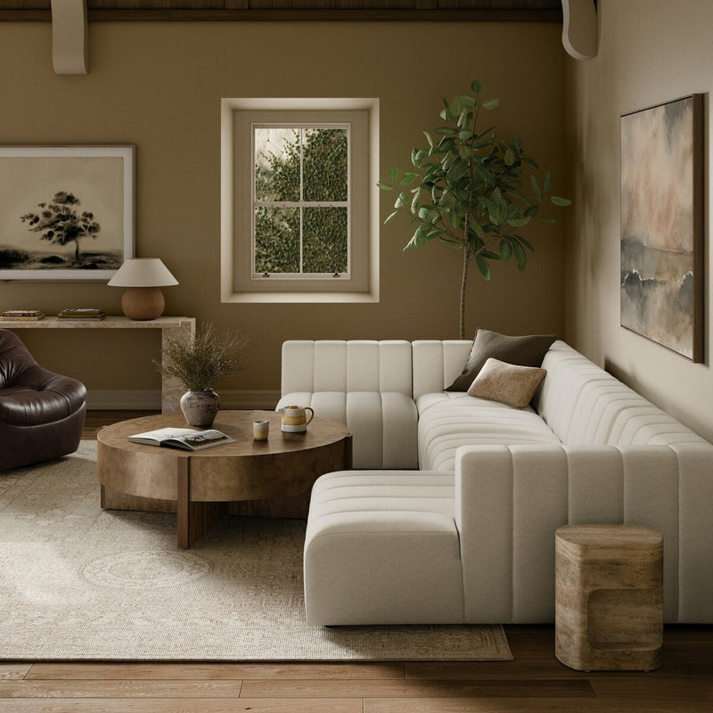 Langham Channeled 5-Piece Sectional - Crypton Nomad Snow
