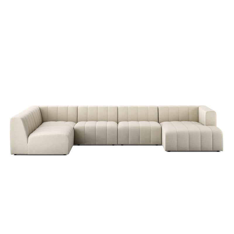 Langham Channeled 5-Piece Sectional - Crypton Nomad Snow