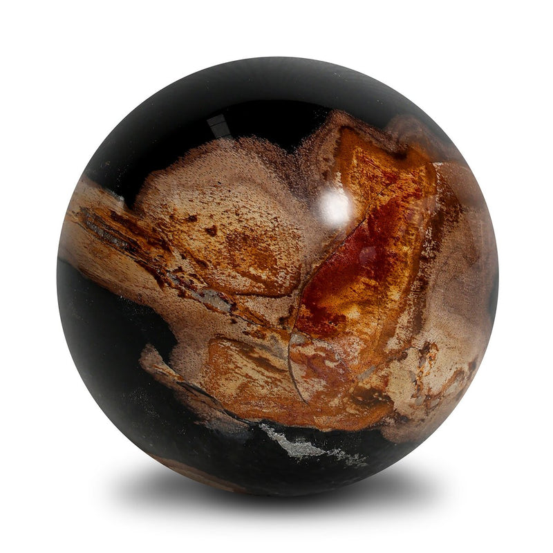 Petrified Wood Balls, Set Of 3 - Dark Petrified Wood