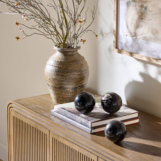 Petrified Wood Balls, Set Of 3 - Dark Petrified Wood