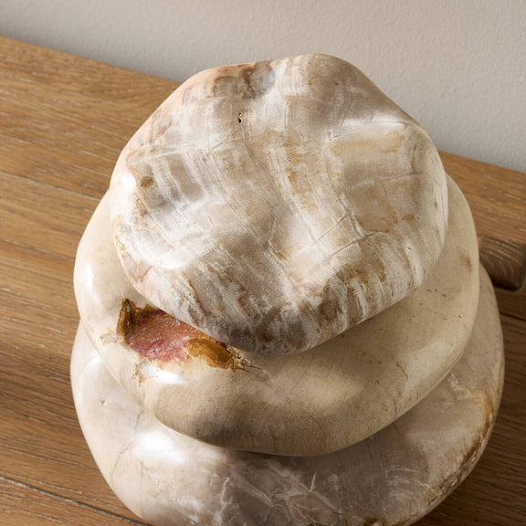 Petrified Wood Organic Sculpture, Set Of 3 - Light Petrified Wood