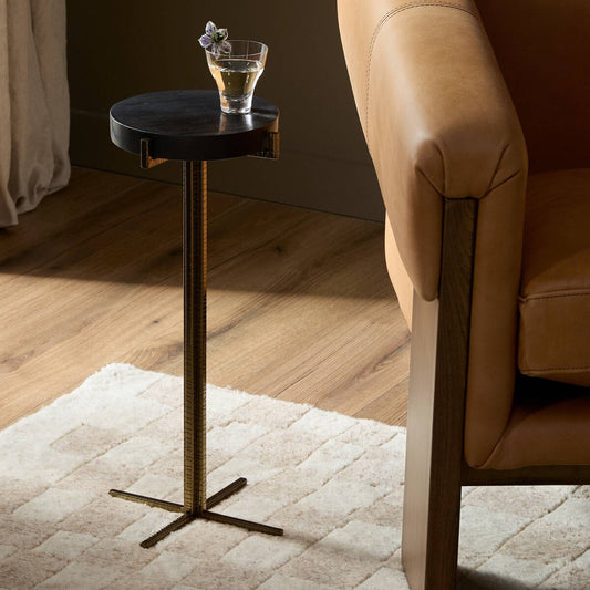 Jonty Round End Table - Dark Petrified Wood