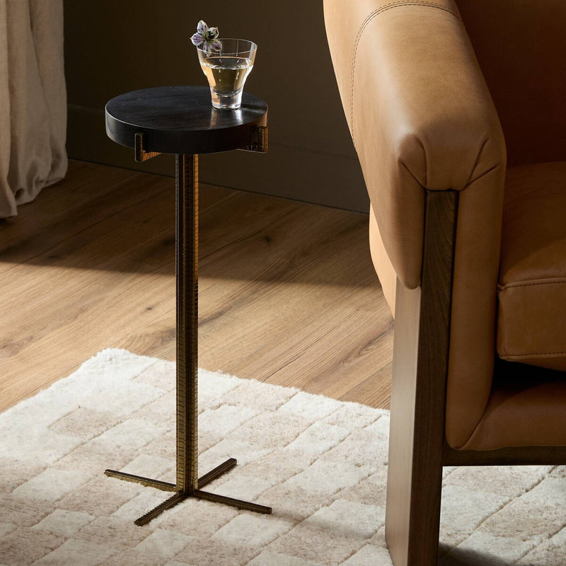 Jonty Round End Table - Dark Petrified Wood