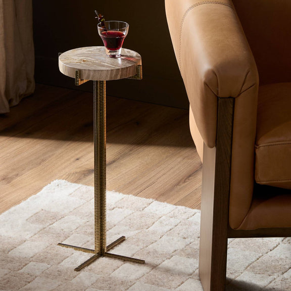 Jonty Round End Table - Light Petrified Wood
