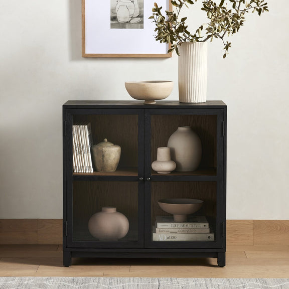 Millie Small Cabinet - Drifted Matte Black Veneer