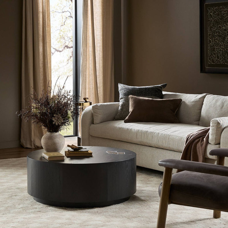 Humphrey Round Coffee Table - Coal On Oak