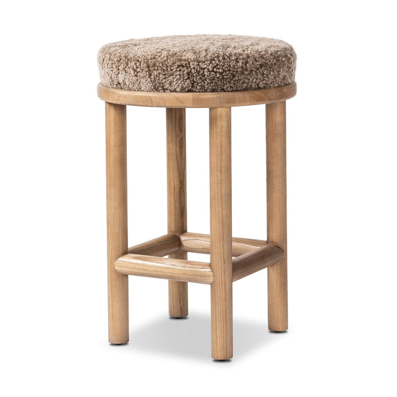 Saldino Bar + Counter Stool - Taupe Shearling