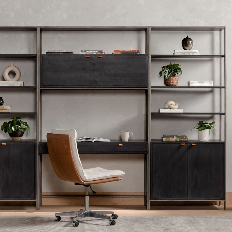 Trey Modular Wall Desk With 2 Bookcases - Black