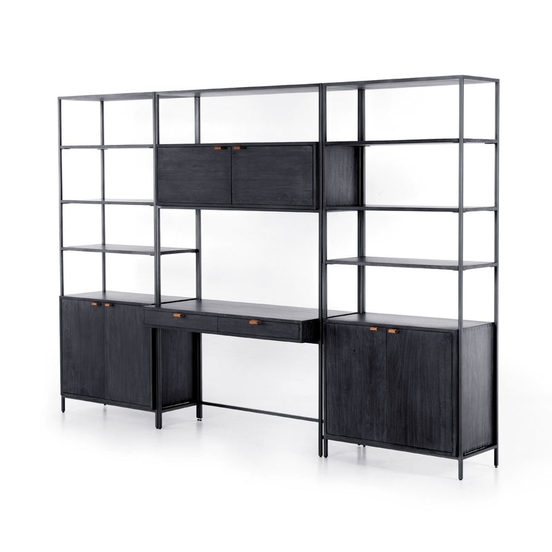 Trey Modular Wall Desk With 2 Bookcases - Black