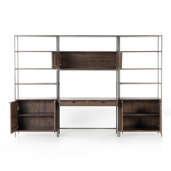 Trey Modular Wall Desk With 2 Bookcases - Auburn