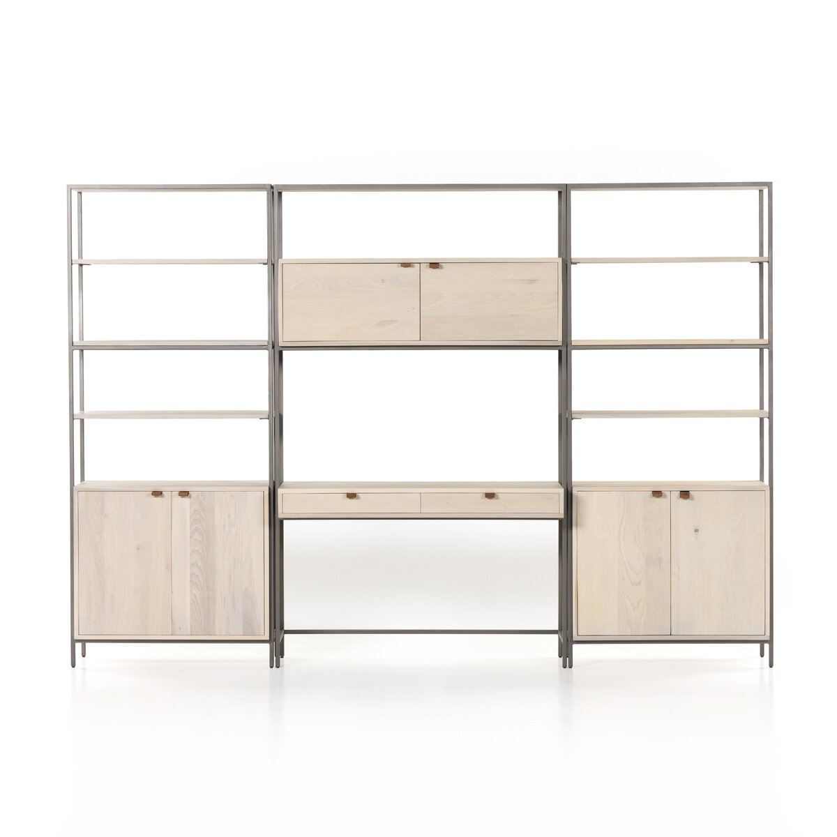 Trey Modular Wall Desk With 2 Bookcases - Dove Poplar