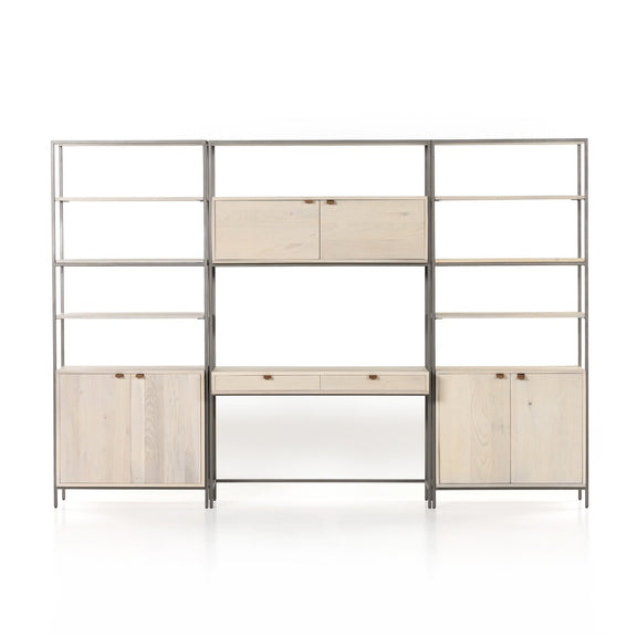 Trey Modular Wall Desk With 2 Bookcases - Dove Poplar