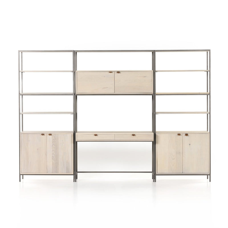 Trey Modular Wall Desk With 2 Bookcases - Dove Poplar