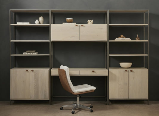 Trey Modular Wall Desk With 2 Bookcases - Dove Poplar