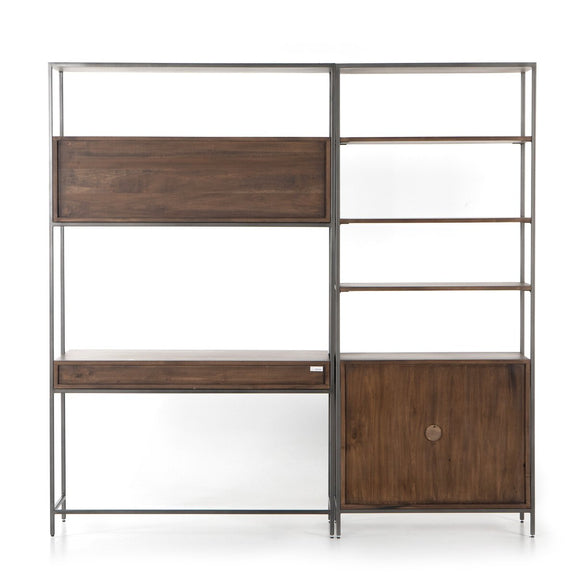 Trey Modular Wall Desk With 1 Bookcase - Auburn
