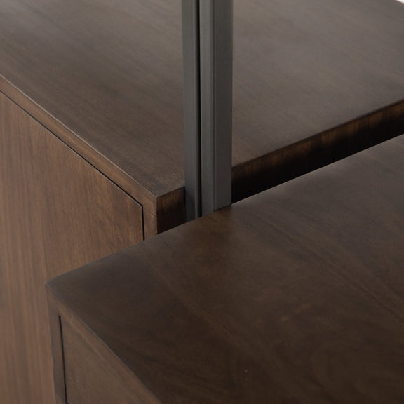 Trey Modular Wall Desk With 1 Bookcase - Auburn