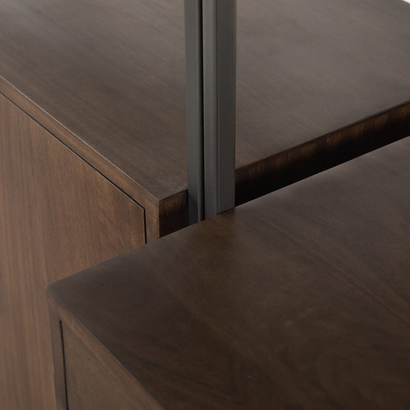 Trey Modular Wall Desk With 1 Bookcase - Auburn
