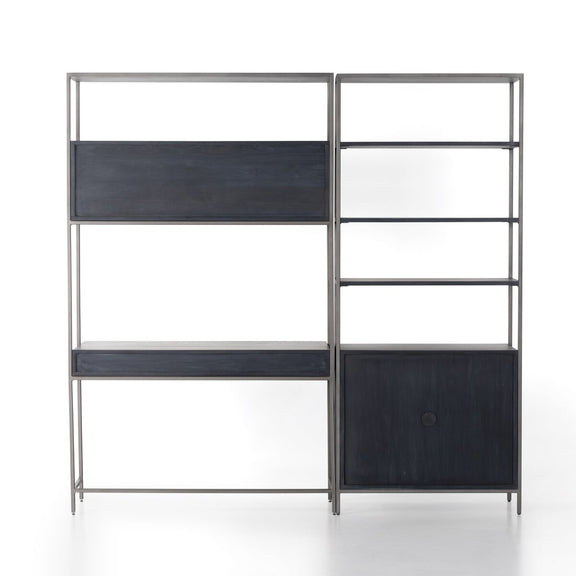 Trey Modular Wall Desk With 1 Bookcase - Black