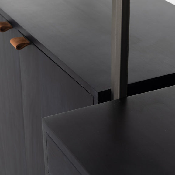 Trey Modular Wall Desk With 1 Bookcase - Black