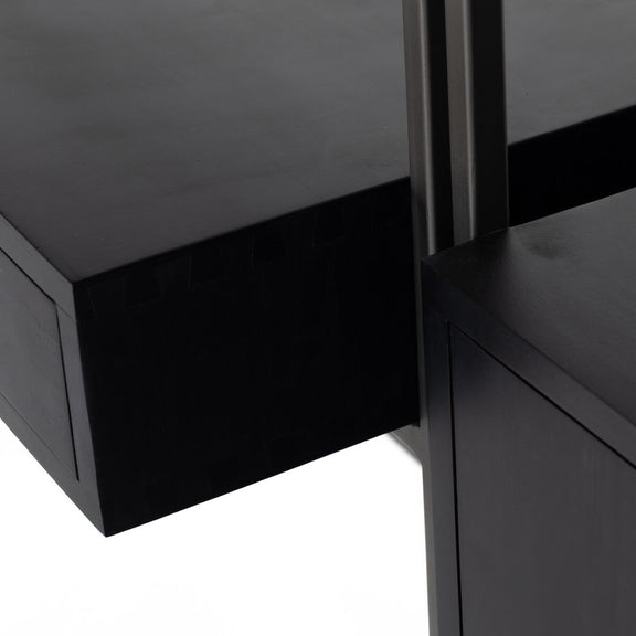 Trey Modular Wall Desk With 1 Bookcase - Black