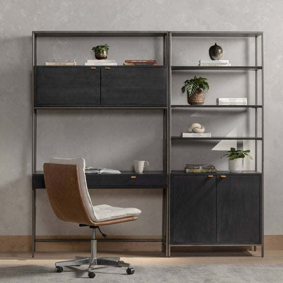 Trey Modular Wall Desk With 1 Bookcase - Black