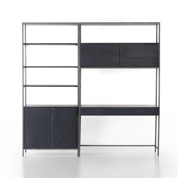 Trey Modular Wall Desk With 1 Bookcase - Black