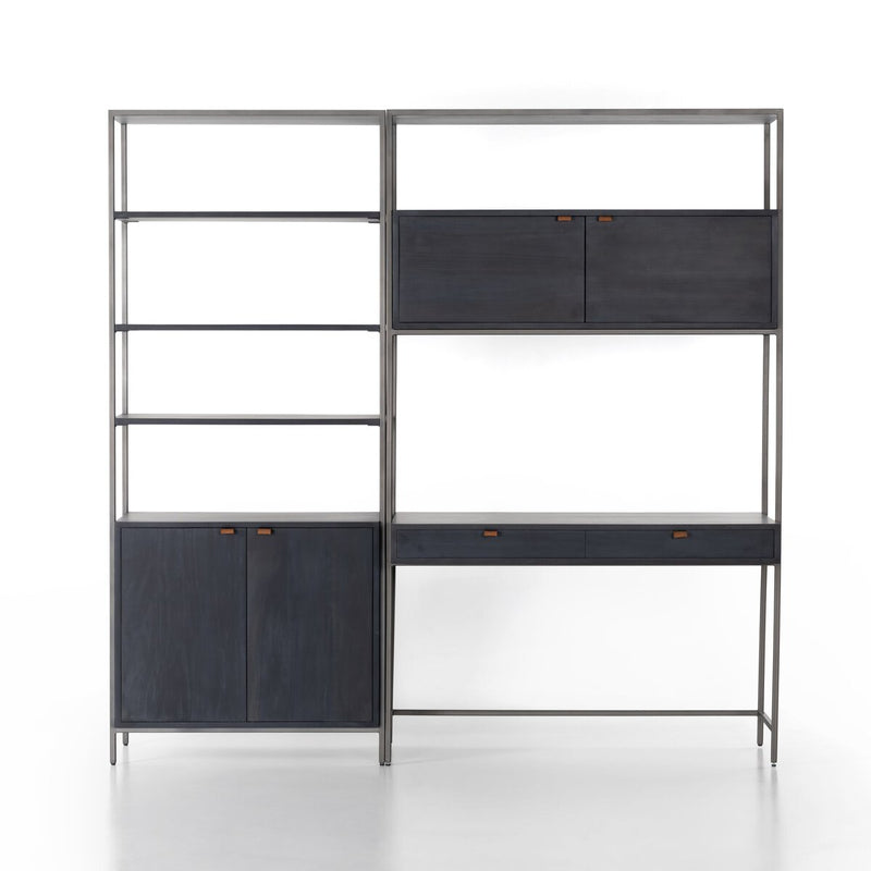 Trey Modular Wall Desk With 1 Bookcase - Black