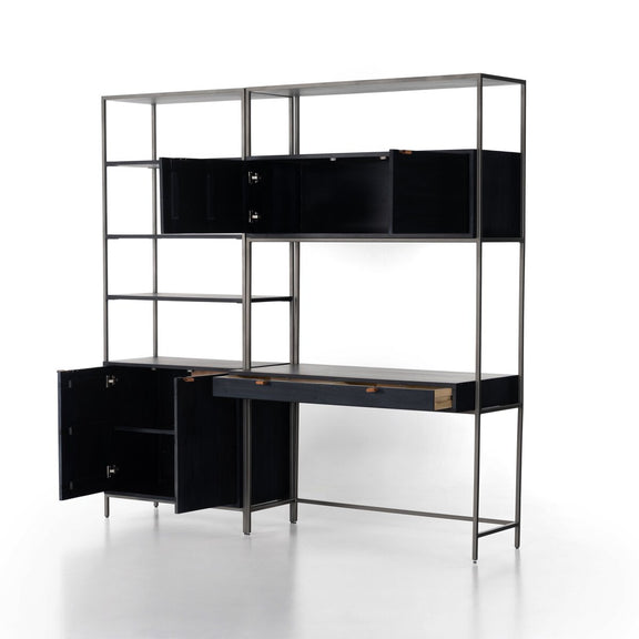 Trey Modular Wall Desk With 1 Bookcase - Black