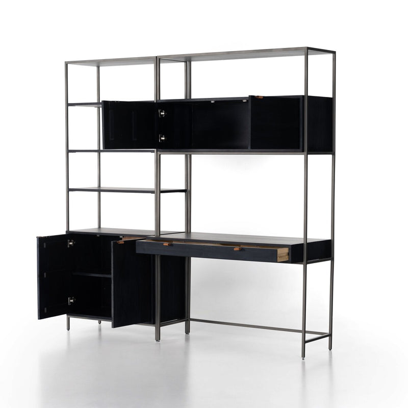 Trey Modular Wall Desk With 1 Bookcase - Black