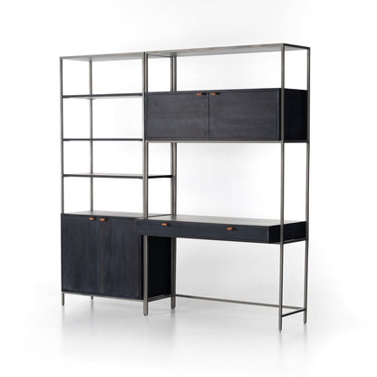 Trey Modular Wall Desk With 1 Bookcase - Black