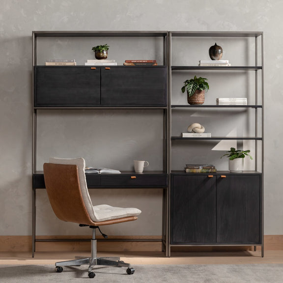 Trey Modular Wall Desk With 1 Bookcase - Black