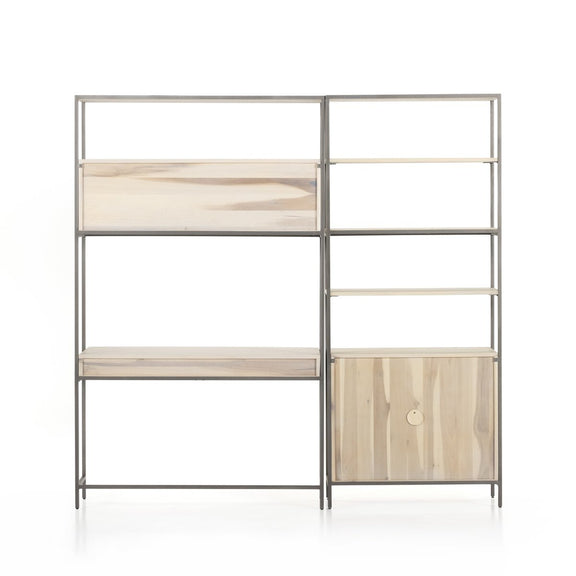 Trey Modular Wall Desk With 1 Bookcase - Dove Poplar