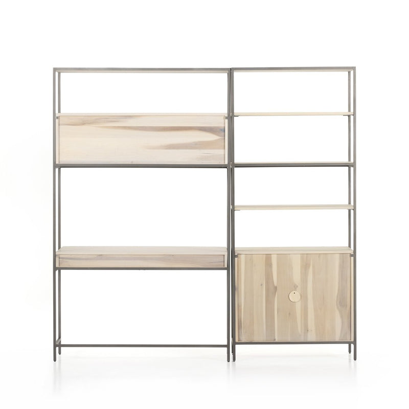 Trey Modular Wall Desk With 1 Bookcase - Dove Poplar