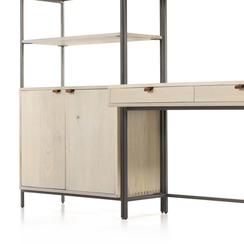 Trey Modular Wall Desk With 1 Bookcase - Dove Poplar