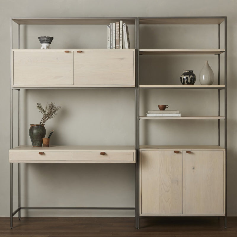Trey Modular Wall Desk With 1 Bookcase - Dove Poplar