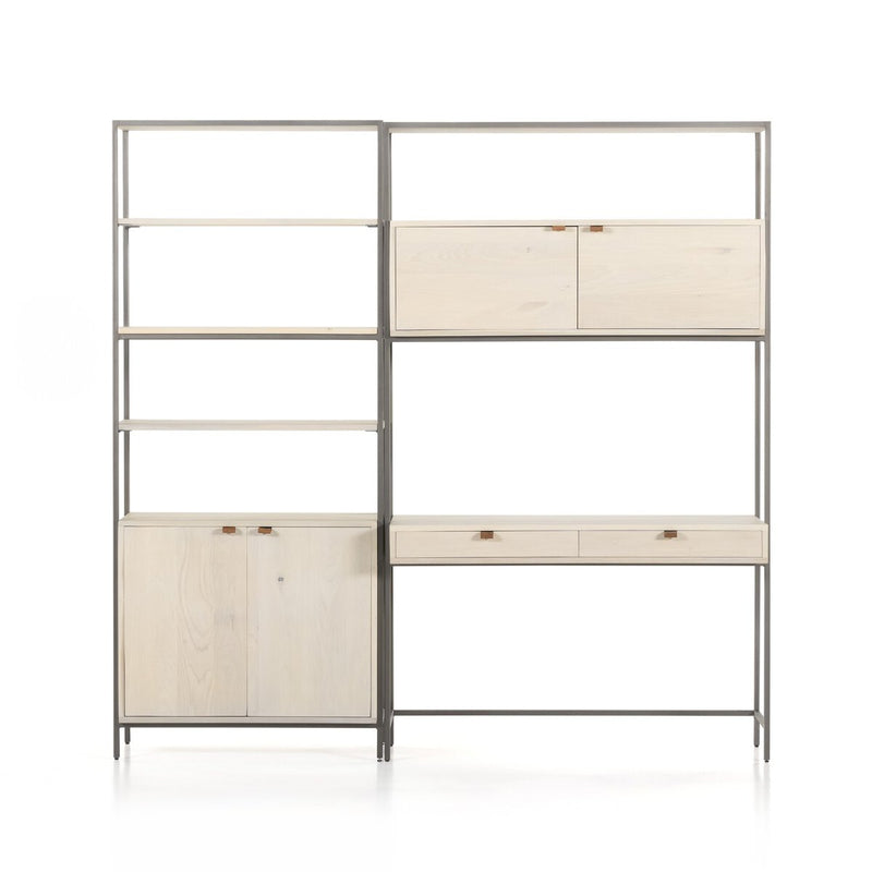 Trey Modular Wall Desk With 1 Bookcase - Dove Poplar