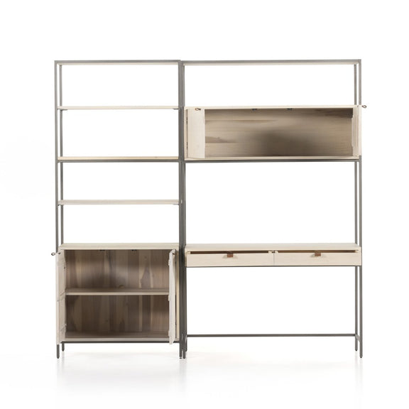 Trey Modular Wall Desk With 1 Bookcase - Dove Poplar